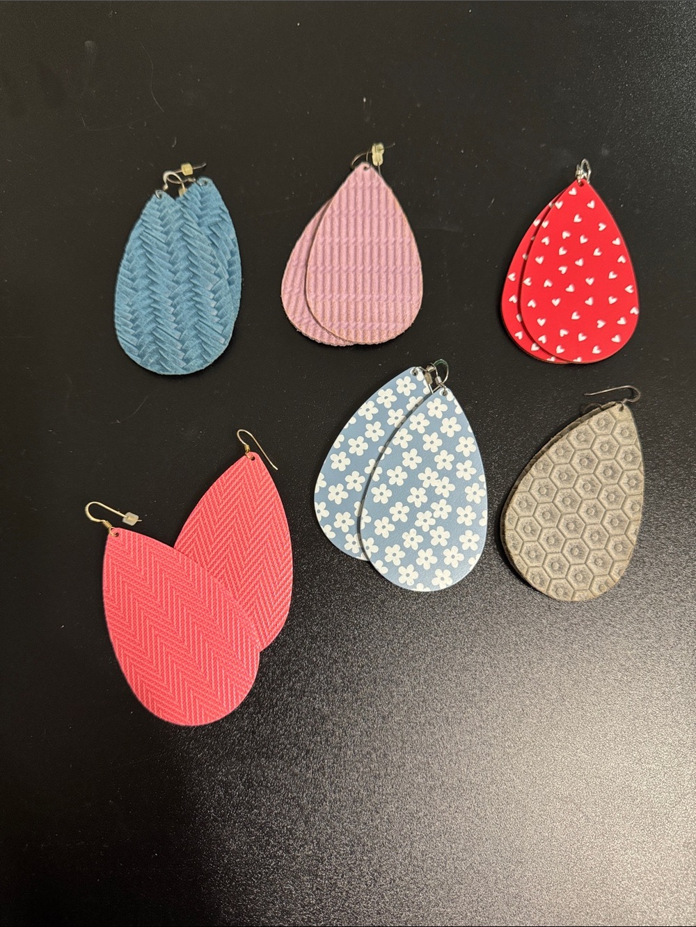 Nickel and Suede Large Teardrop Leather Earrings -